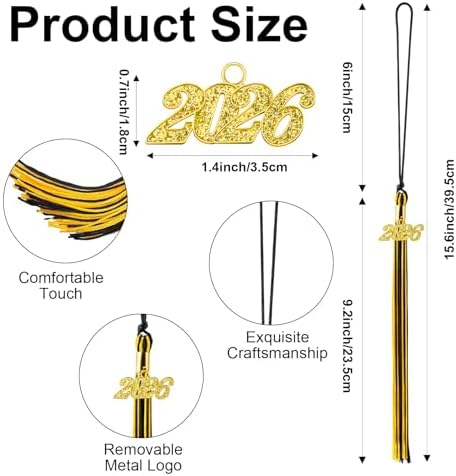 2026 Black Gold Graduation Tassel with Golden Charm