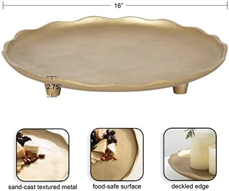 Kate and Laurel Alessia Gold Metal Tray 16 Inch Diameter