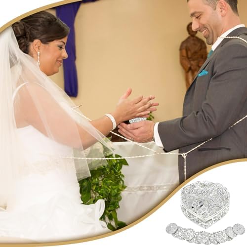 Catholic Wedding Arras Coins Set with Rhinestone Box