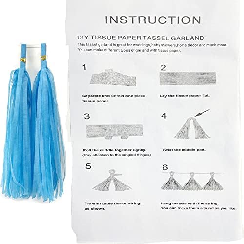 Tissue Paper Tassels Garland 20pcs Sky Blue