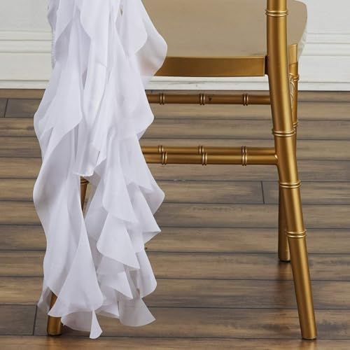 Balsa Circle White Curly Chiffon Chair Sashes Wedding Decor