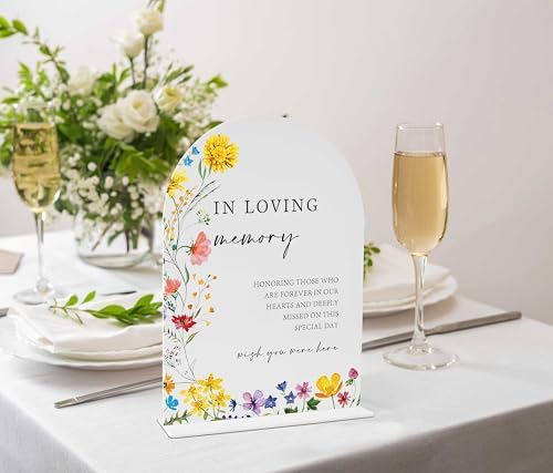 Floral Wedding Memory Sign 8x11 White Acrylic with Holder