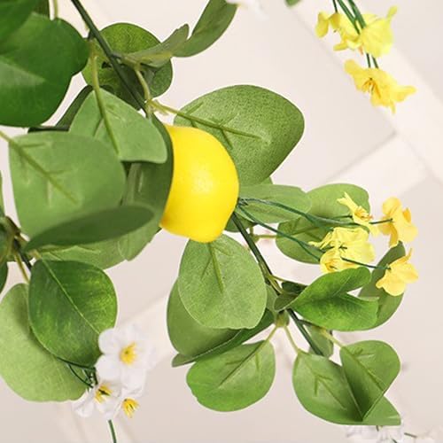 Artificial Lemon Teardrop Wreath for Front Door Decor