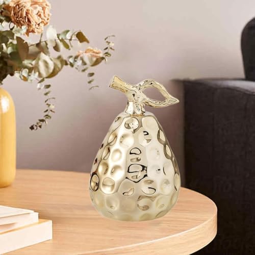 Pear Figurine Ceramic Ornament Gold
