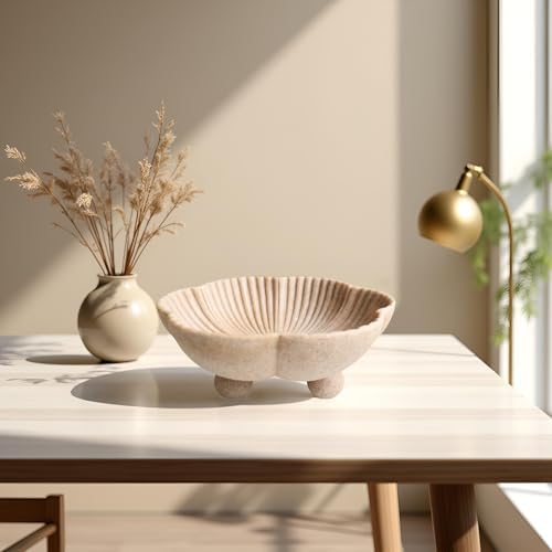 Large Decorative Bowl Set with Scalloped Pedestal Design