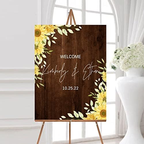 Alioyoit Personalized Wedding Welcome Sign Brown Wood 12x16 Inch