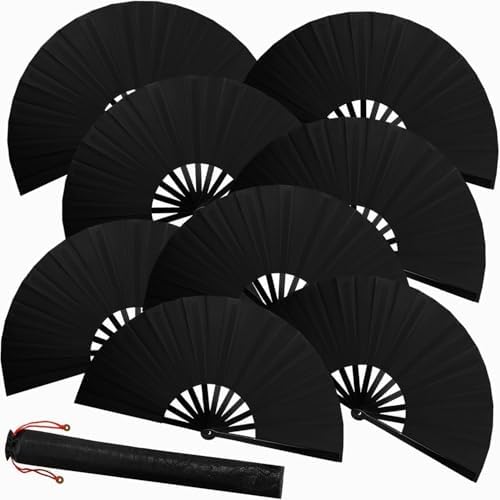 8PCS Large Folding Fans Set for Line Dance and Popping