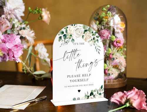 White Rose Its The Little Things Acrylic Wedding Sign