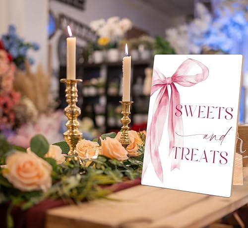 Pink Bow Themed Sweet Treats Sign for Wedding