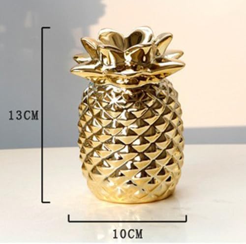Antcam Golden Ceramic Pineapple Statue Decor
