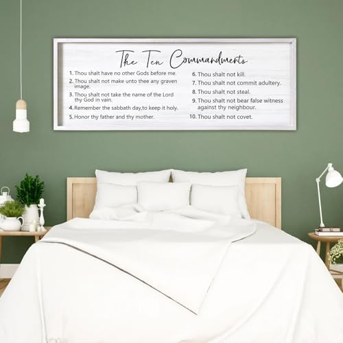 Homuvdok Ten Commandments Framed Wall Art 40x15