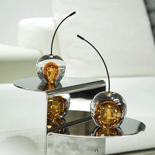 Crystal Glaze Artificial Cherry Sculpture Glass Home Decoration