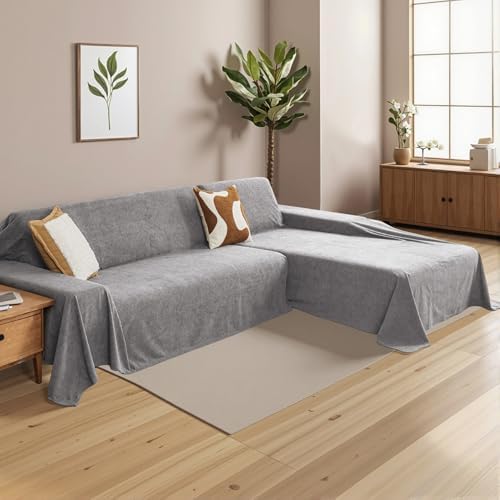 Mysky Home Sectional Couch Covers for Dogs 2 Piece Dark Grey