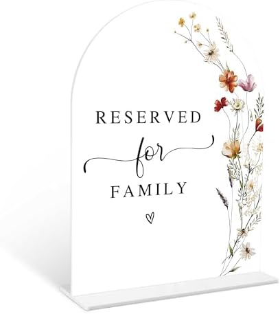 Boho Floral Wedding Sign White Arch Acrylic 6x8 Inch