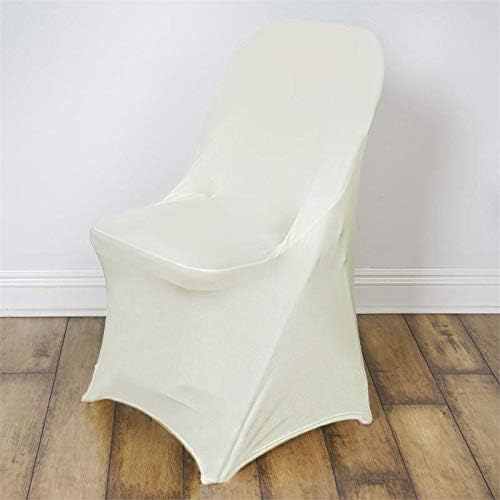 12 Pcs Ivory Spandex Folding Chair Covers for Weddings and Parties