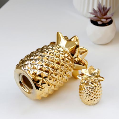 Antcam Golden Ceramic Pineapple Statue Decor