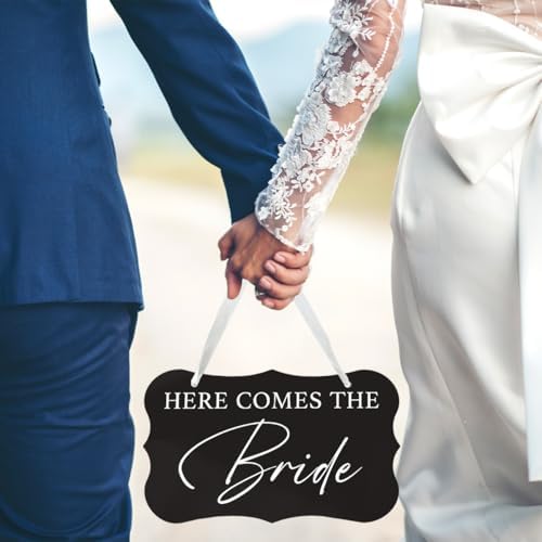 Wedding Acrylic Decor Sign with Hanging Ribbon Black