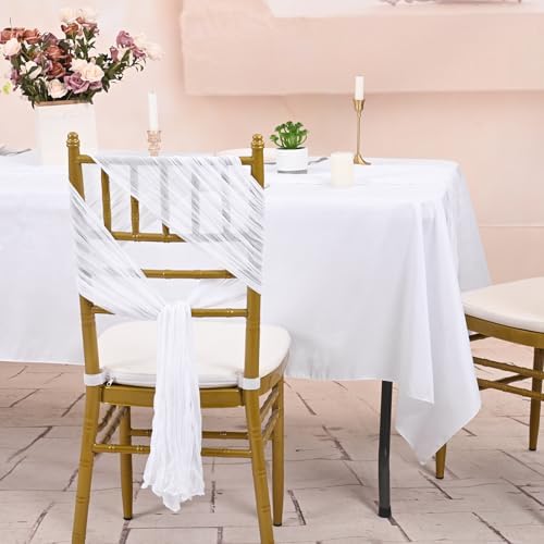 50 PCS White Cheesecloth Chair Sashes for Wedding Banquet