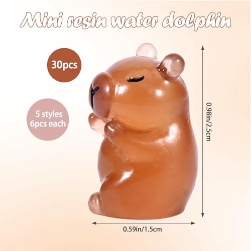 30Pcs Mini Resin Capybara Figurines Glow in the Dark Decor