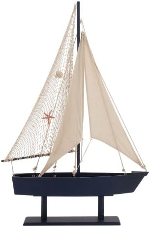 Deco 79 Wood Canvas Sail Boat Decor 29x43