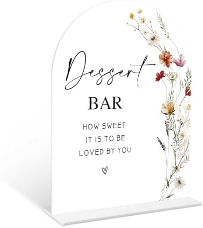 Boho Floral Dessert Bar Sign 6x8 Inch Wedding Decor