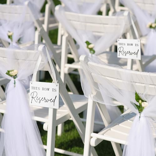 Yousoontic 12 Pack Wooden Reserved Row Signs for Wedding Chairs
