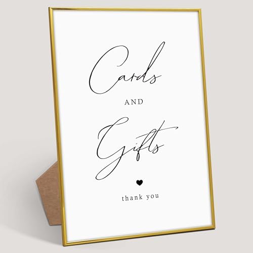 Gold Frame Wood Wedding Sign with Stand 8x11