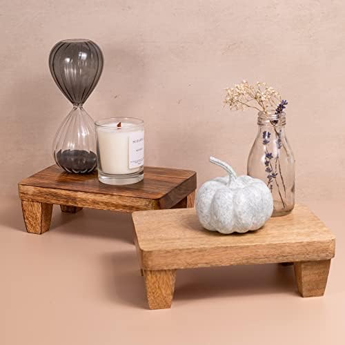 Wooden Tray Pedestal Decor with 2 Finishes