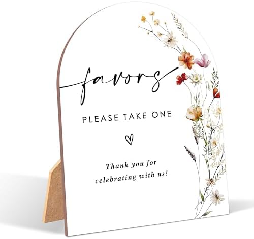 Wildflower Wedding Favor Sign with Stand