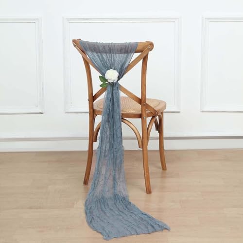 Efavormart 5 Pack Dusty Blue Gauze Chair Sashes