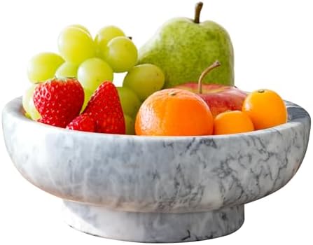 OZLMC Natural White Marble Bowl with Grey Veins 102 Diameter