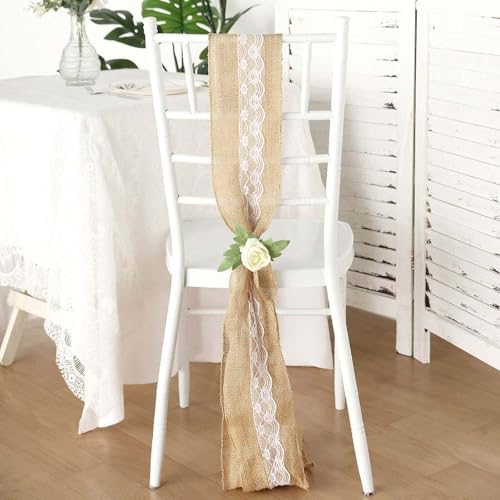 Efavormart 5x108 Natural Burlap with Lace Chair Sash