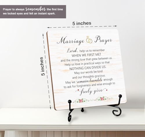 Marriage Prayer Plaque 5x5 Christian Wedding Gift with Stand