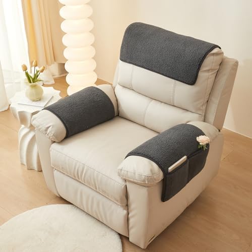vctops 4 Piece Sherpa Fleece Sofa Slipcover Set