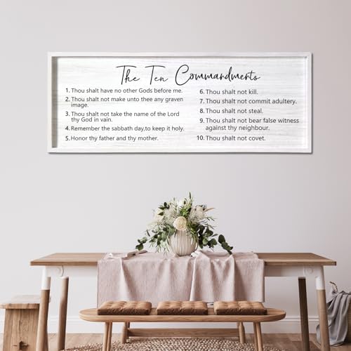 Homuvdok Ten Commandments Framed Wall Art 40x15