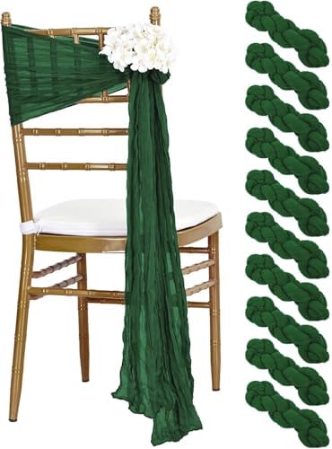 MDS Pack of 25 Cheesecloth Chair Sashes 17x70 Hunter Green