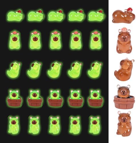30Pcs Mini Resin Capybara Figurines Glow in the Dark Decor