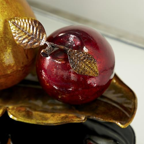Deco 79 Red Iron Metal Fruit Statue with Platter