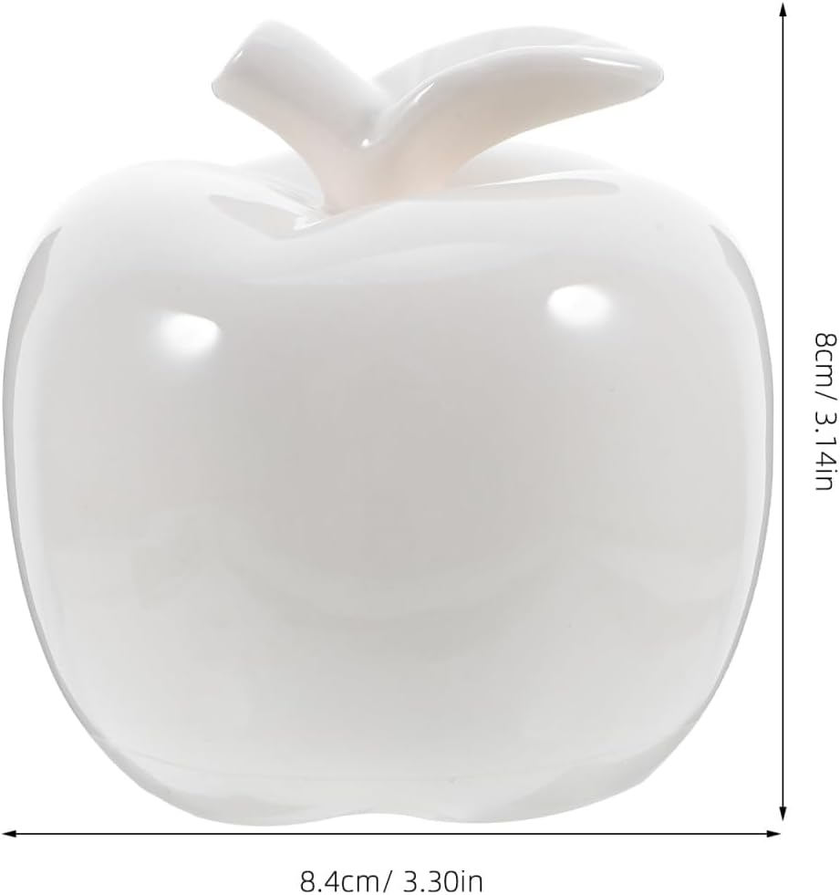 Artibetter White Ceramic Apple Statue Desktop Decor