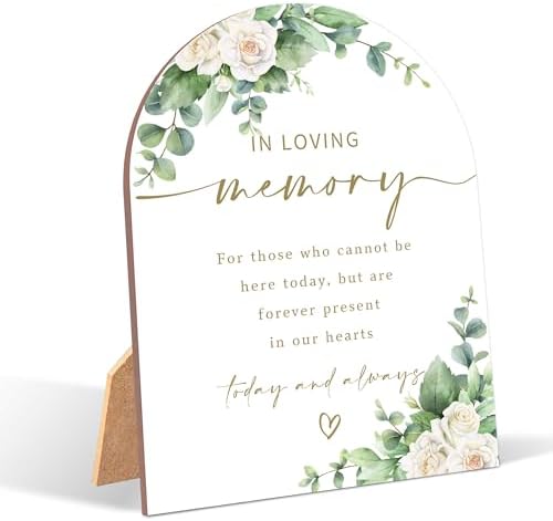White Rose Wedding Memory Sign with Stand