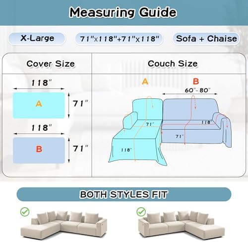 Mysky Home Sectional Couch Covers for Dogs 2 Piece Dark Grey