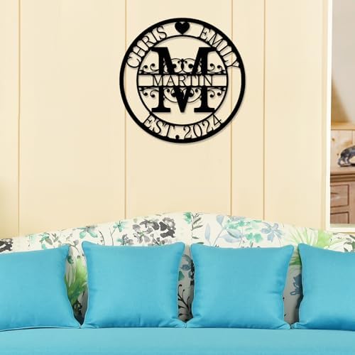 Custom Metal Monogram Sign for Wedding and Family