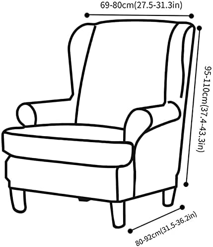 GULI Wingback Chair Cover 2-Piece Velvet Wine Red