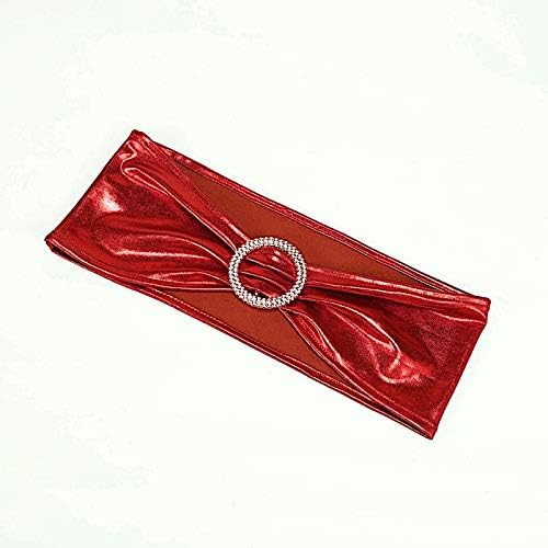 Balsa Circle 10 pcs Red Metallic Spandex Chair Sashes with Silver Buckles