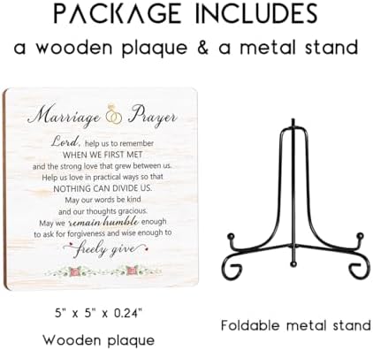 Marriage Prayer Plaque 5x5 Christian Wedding Gift with Stand