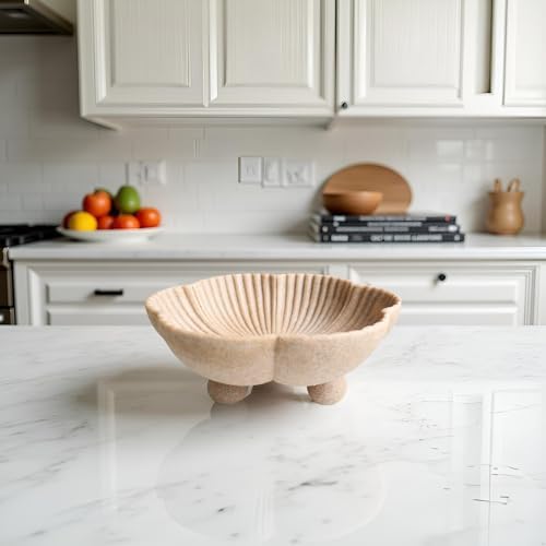 Large Decorative Bowl Set with Scalloped Pedestal Design
