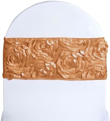 BalsaCircle 10 Gold Satin Rosettes Chair Sashes - Wedding Decor