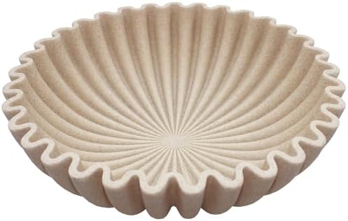 Ruffle Decorative Bowl Large Fruit Bowl Beige Artificial Stone
