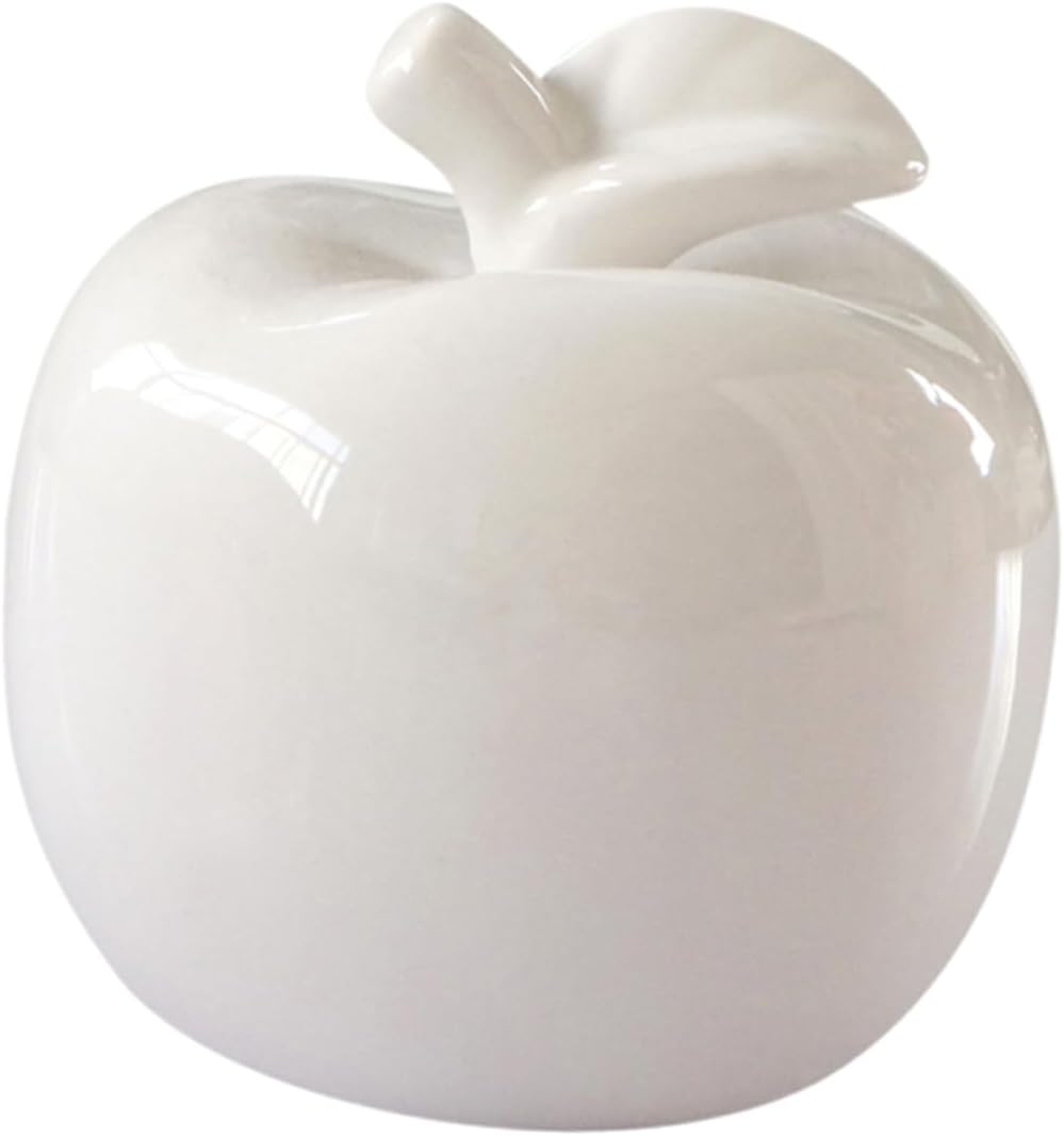 Artibetter White Ceramic Apple Statue Desktop Decor
