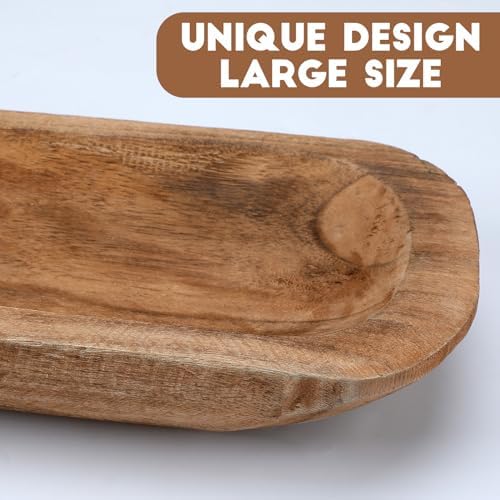 Xaatren Large Wooden Dough Bowl Decor Brown 30x6 Inch